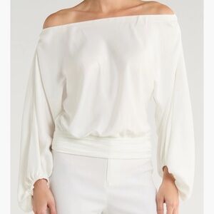 NEW Ramy Brook Sonja Off the Shoulder Long Sleeve Cropped Top size L